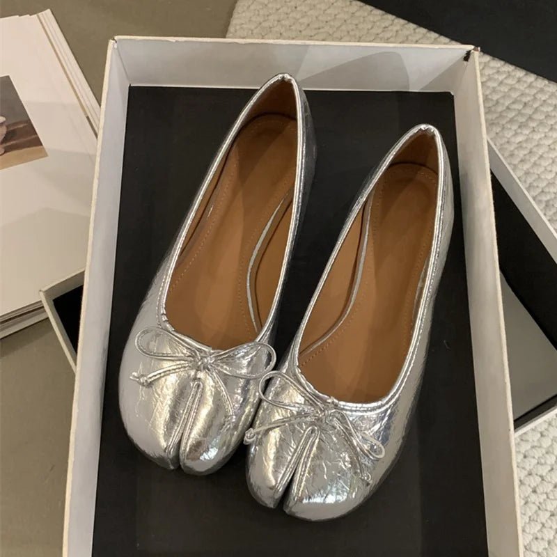 SEAME - Almira Soft Ballet Flats for Women with Bow Knot Detail, Slip - On Ballerina Shoes Black 36