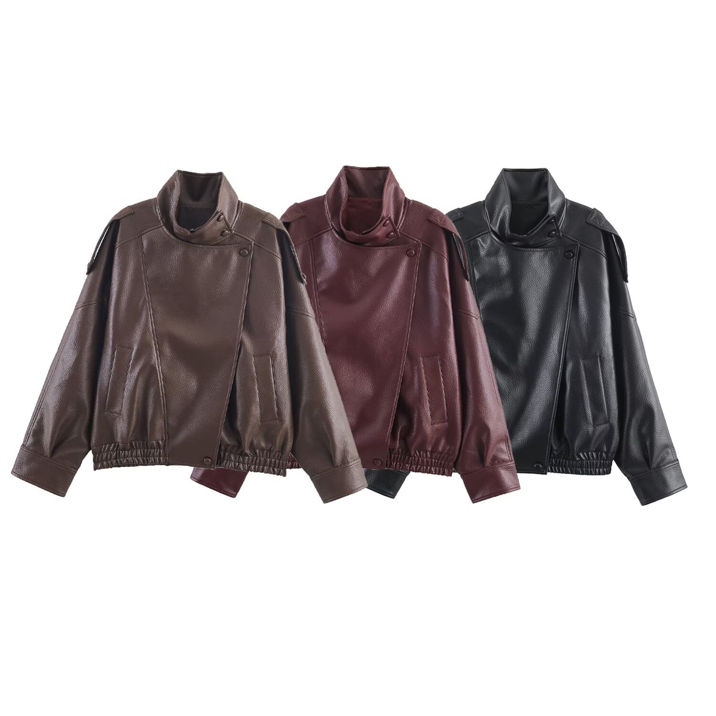 SEAME - Cecil Asymmetrical Leather Jacket Red XS