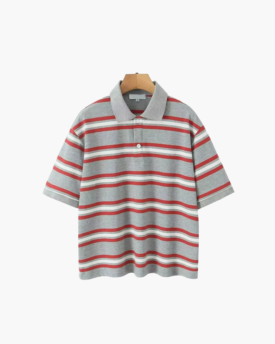 SEAME - Chelsea Women's Polo Shirt - Striped Casual Top with Button Detail Grey Stripe Short Sleeve S