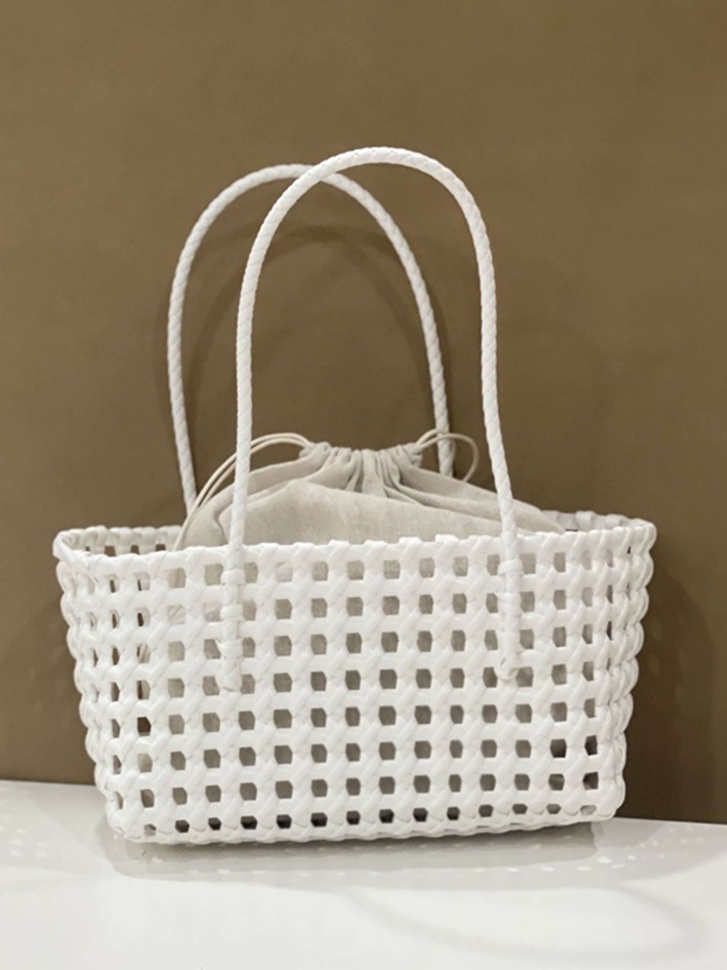 SEAME - Crishell Hollow Woven Bag Green