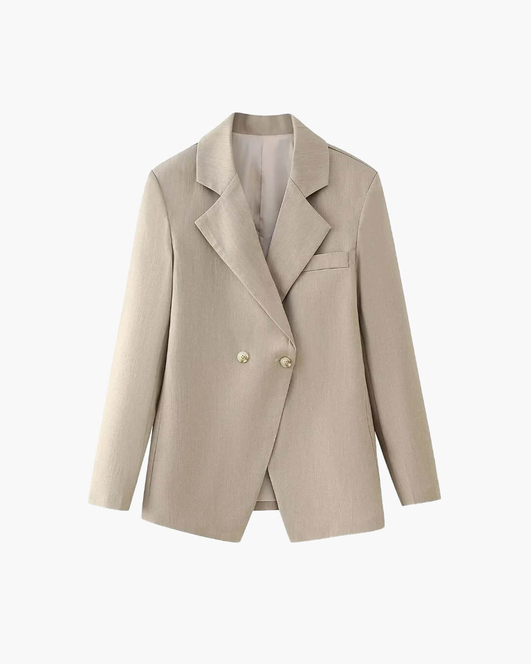 SEAME - Elisa Stylish Women's Blazer - Long Sleeve Knit Office Jacket with Asymmetrical Design Creme M