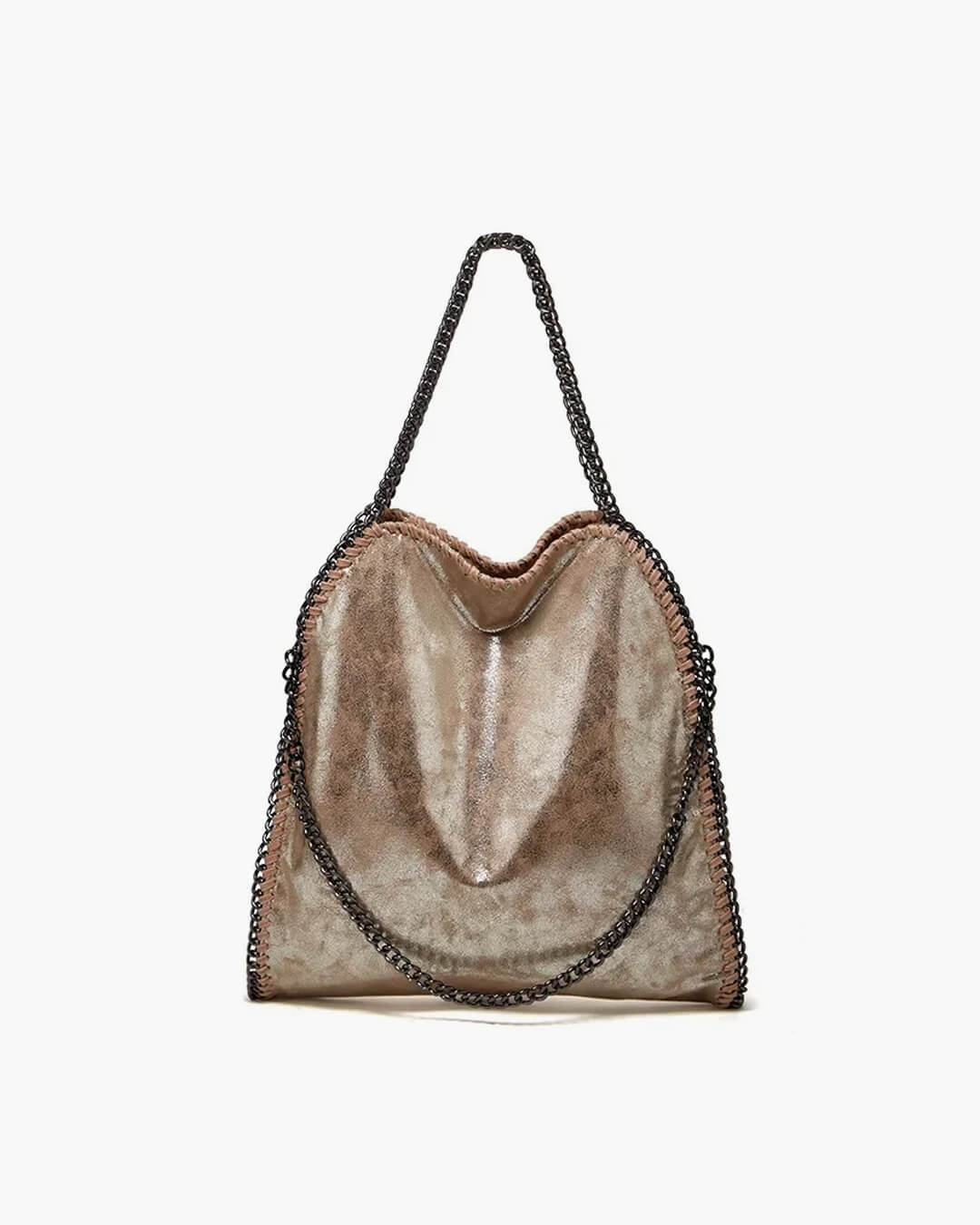 SEAME - Emma - Large Handbag with Elegant Chain Handle for Women Gold Shimmer