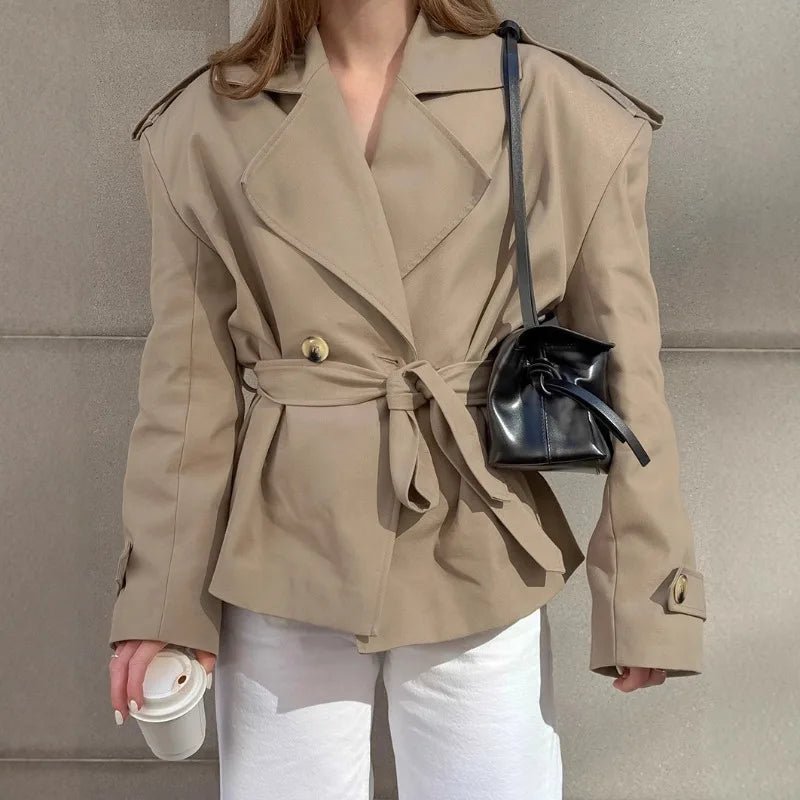 SEAME - Gianne Crop Trench Coat Beige M