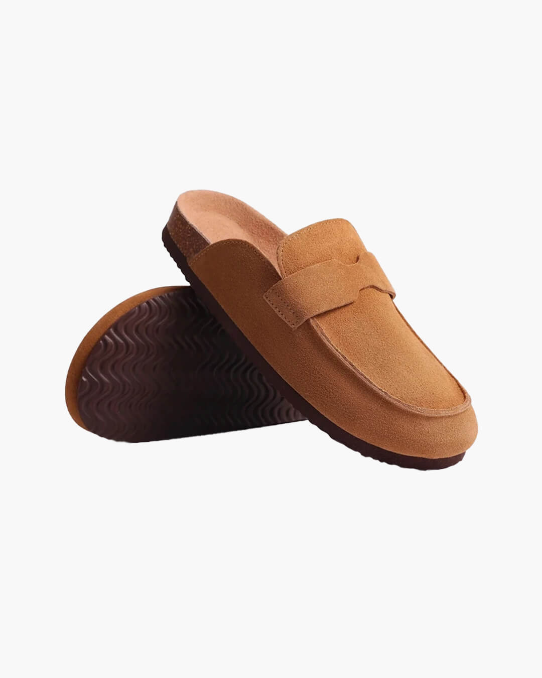 SEAME - Helen Clogs Slippers Cork Suede with Arch Support, Non - Slip & Breathable for Women Brown 36