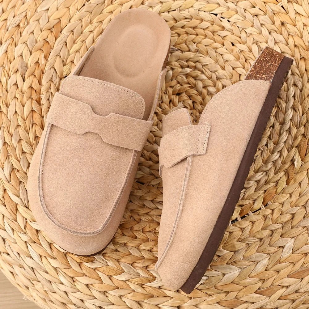 SEAME - Helen Clogs Slippers Cork Suede with Arch Support, Non - Slip & Breathable for Women Brown 36