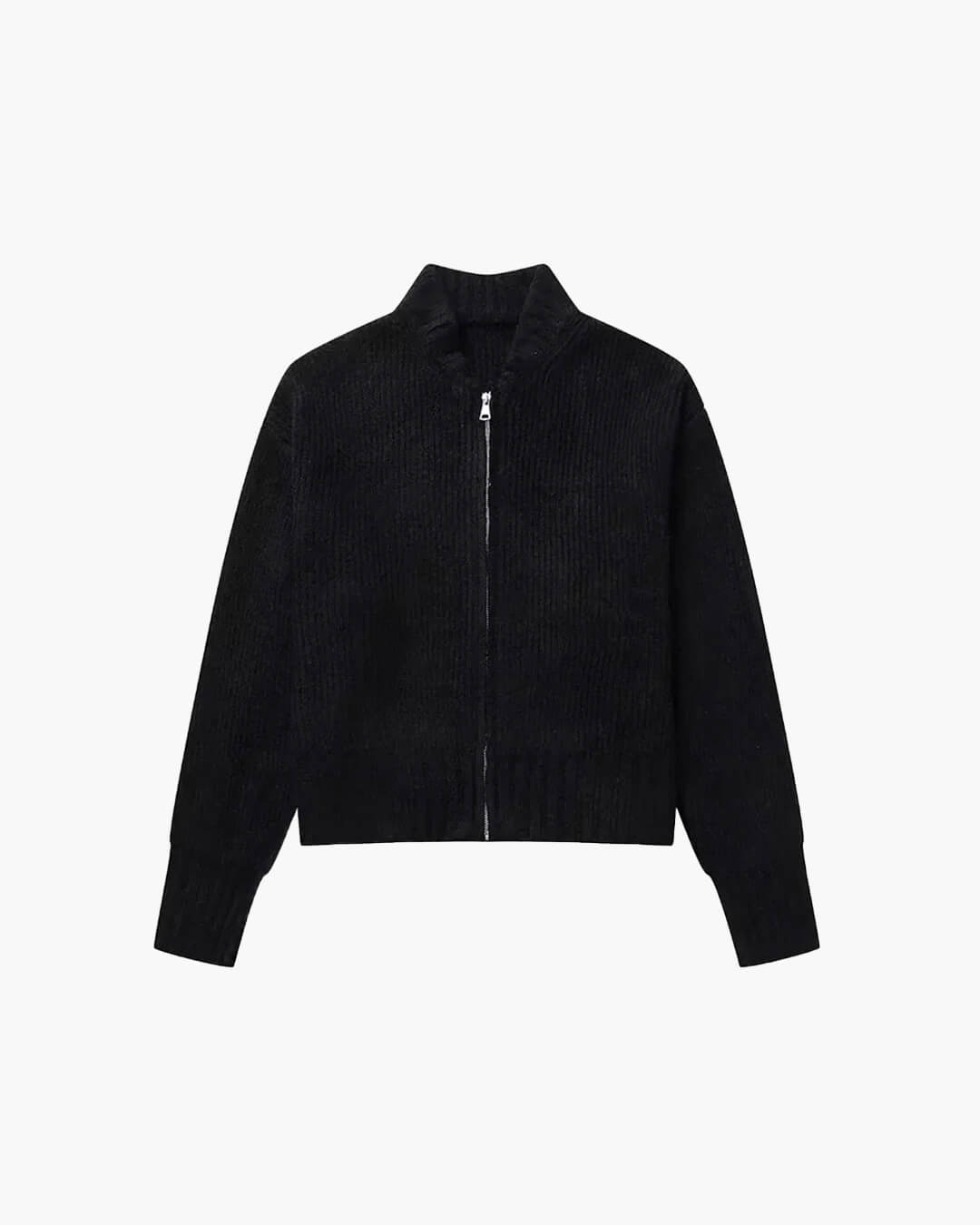 SEAME - Lea Women's Cardigan - Vintage Knitted Zipper Cardigan for All Seasons Black S