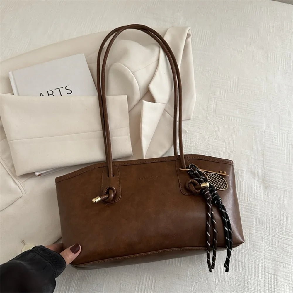 SEAME - Lucy - Shoulder Bag for Women, Large Capacity vegan Leather Fashion Handbag Brown