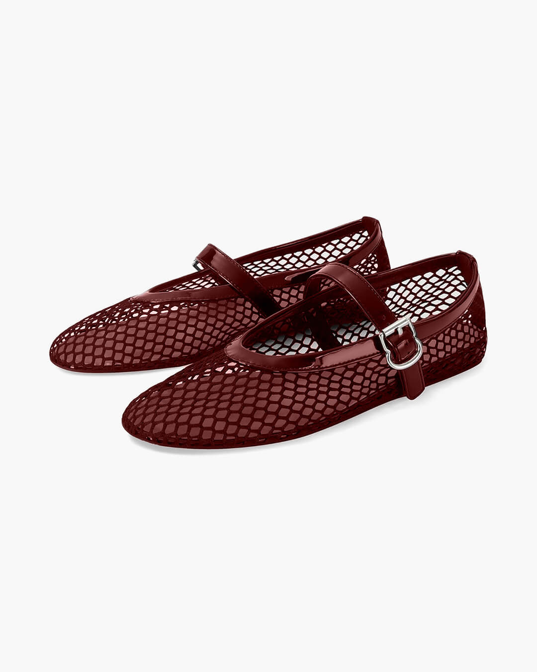 SEAME - Margaux Mesh Ballet Flats Burgundy 36