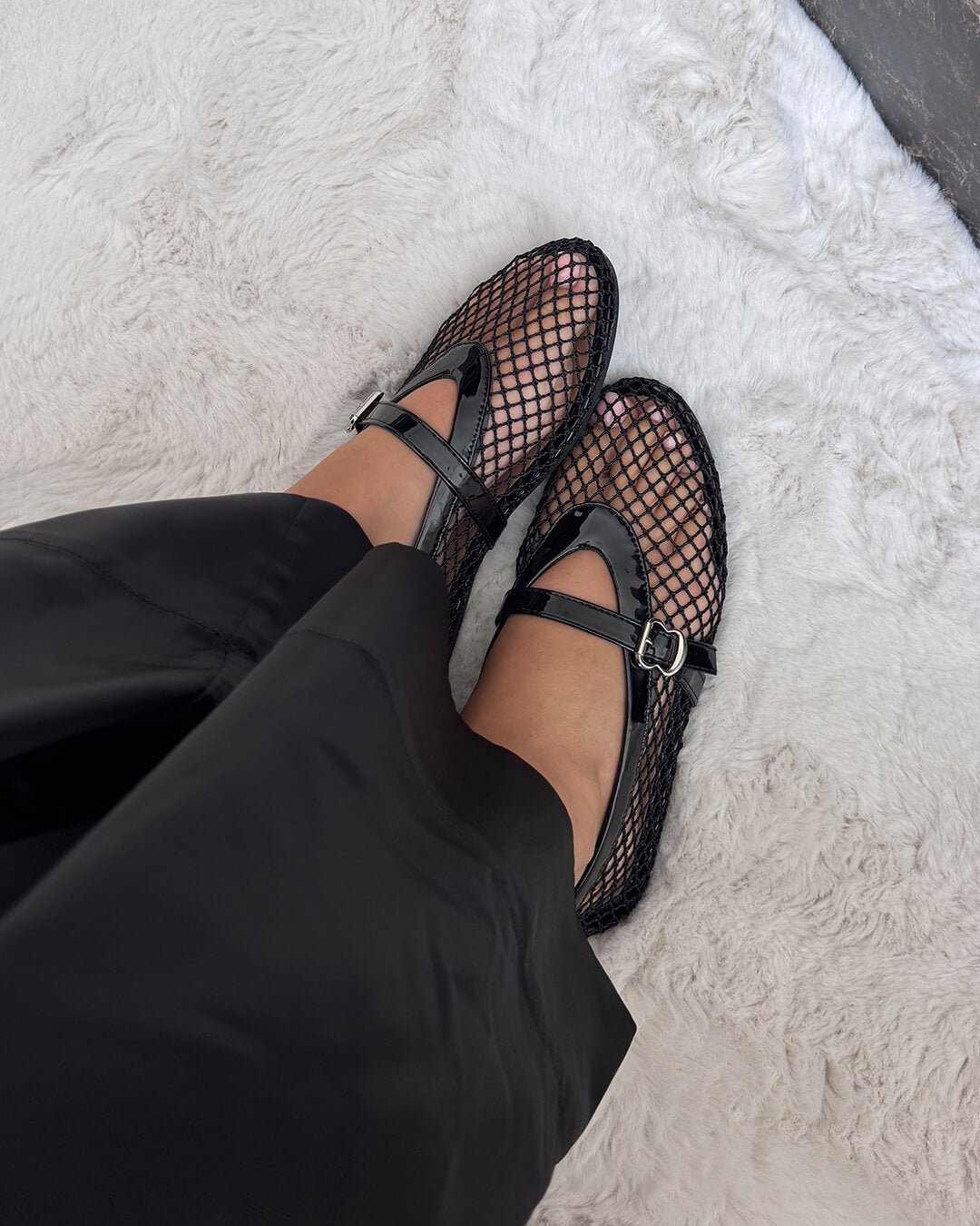 SEAME - Margaux Mesh Ballet Flats White 37