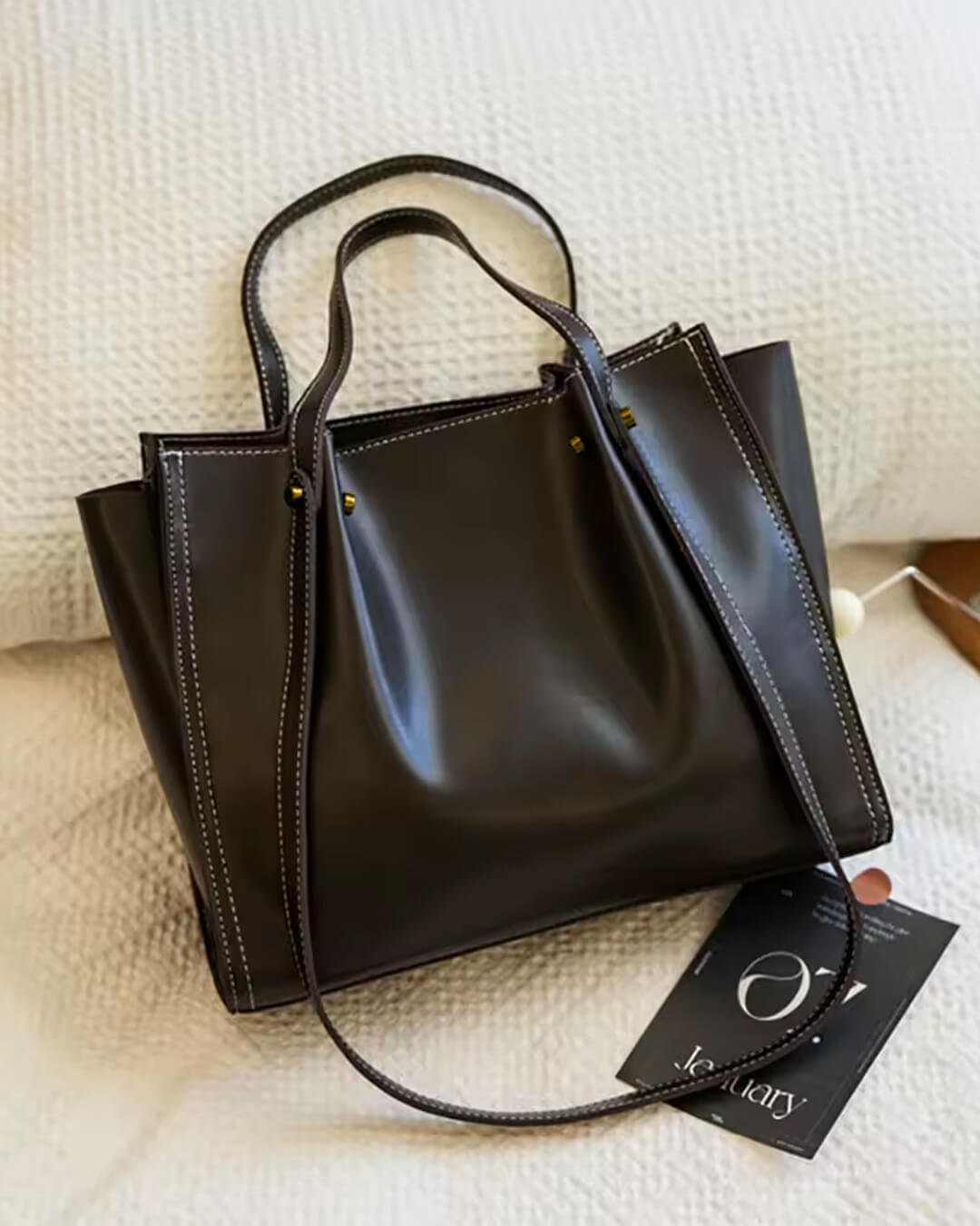 SEAME - Nadine Vegan Leather Tote Bag Black Regular
