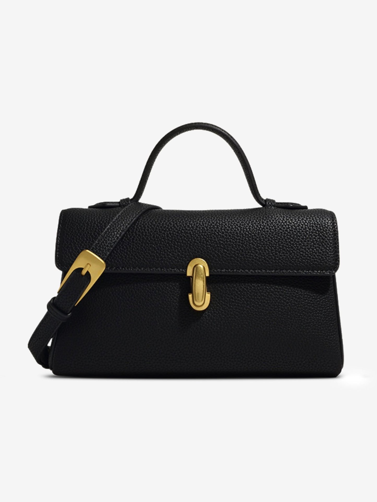 SEAME - SEAME - Elegant Vegan Leather Crossbody Bag with Removable Strap Black