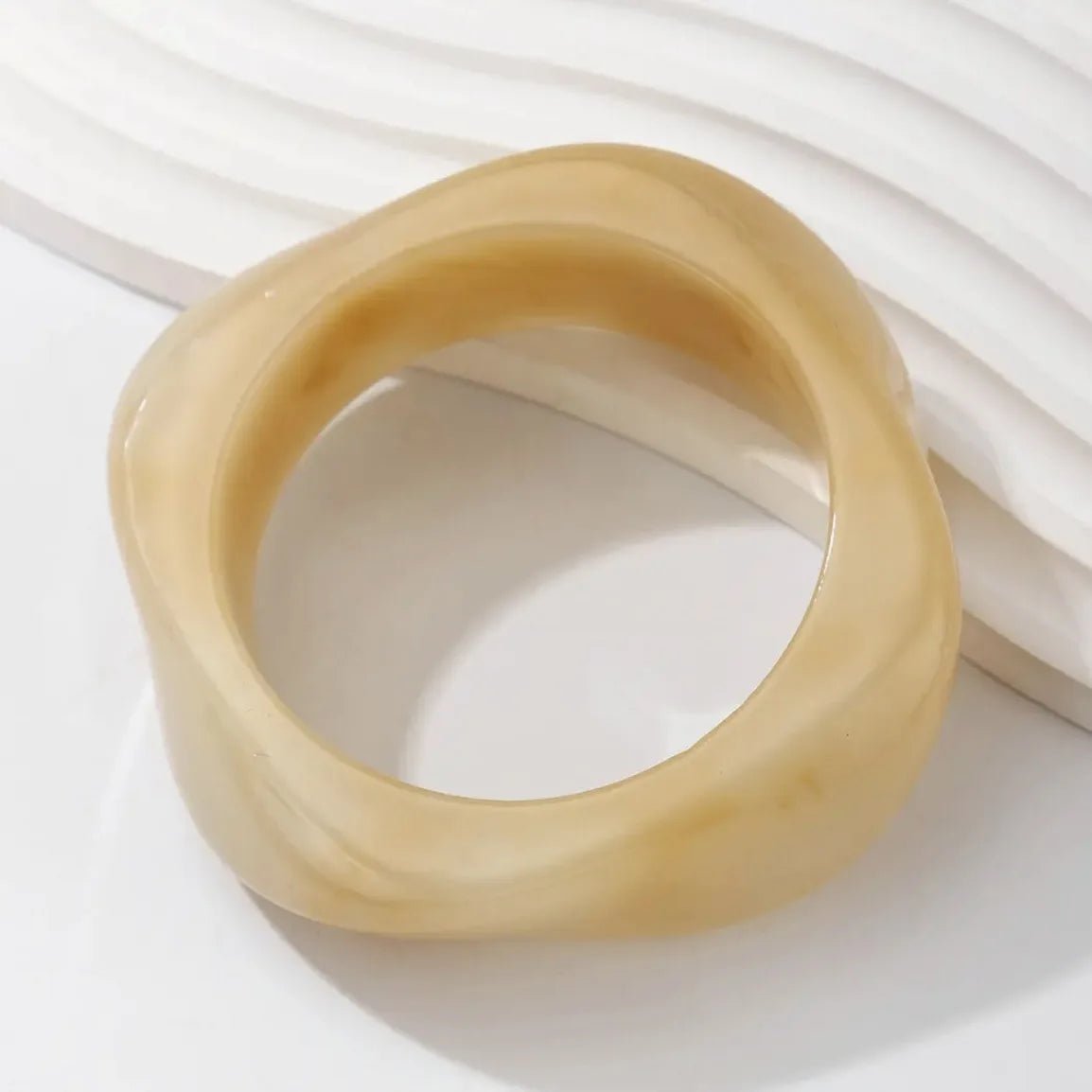 SEAME - SEAME - Geometric Acrylic Bangles for Women - Trendy Fashion Jewelry Beige