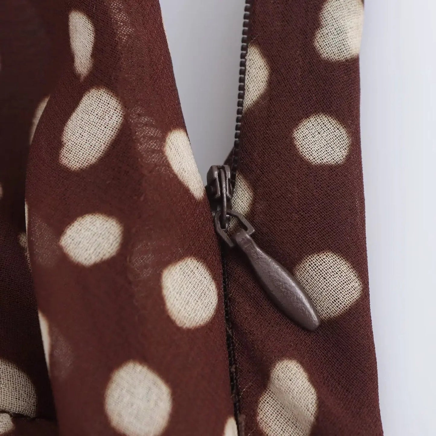 SEAME - SEAME Women's Summer Dress - Sleeveless Polka Dot Suspender with Layered Design Brown XS