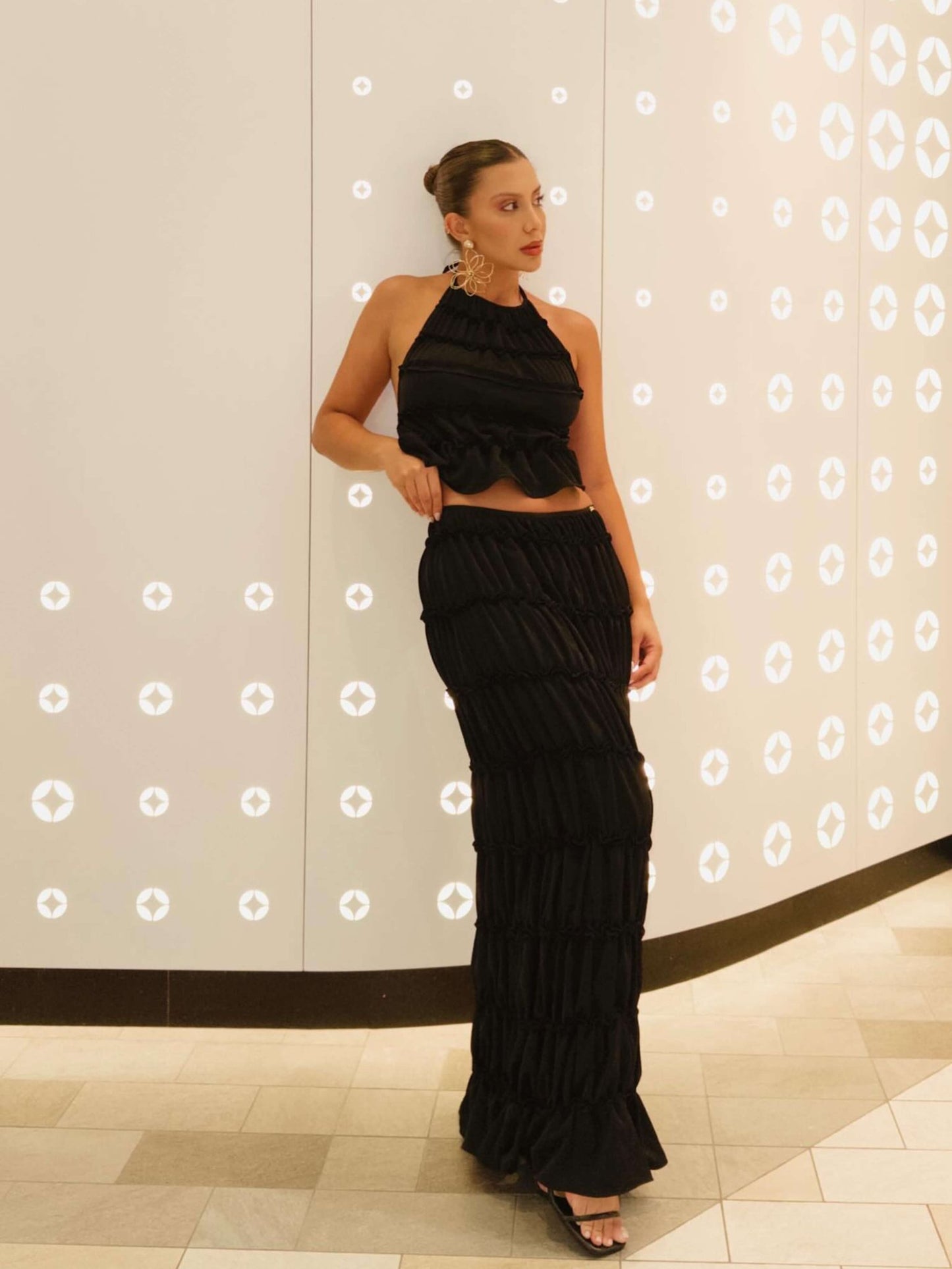 Seame - Valerie two - piece set with frill details black S