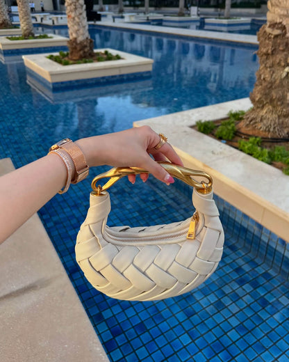 SEAME - Alexandra Hobo Mini Bag with Golden Handle White Regular
