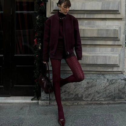 SEAME - Cassandra Knit Tights White S