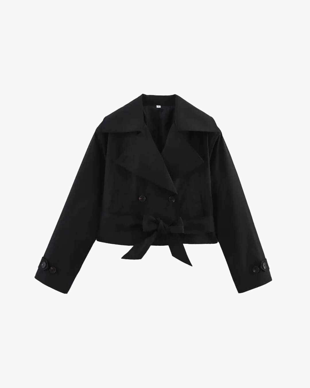 SEAME - Celia Women's Double - Breasted Trench Coat - Stylish Long Sleeve Jacket with Belted Waist Black S