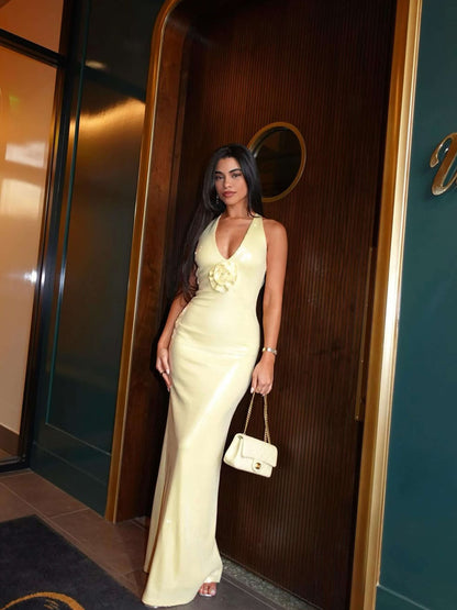 Seame - Cindy Sequin Maxi Dress Yellow S