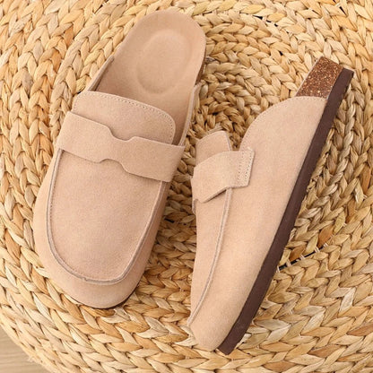 SEAME - Helen Clogs Slippers Cork Suede with Arch Support, Non - Slip & Breathable for Women Brown 36