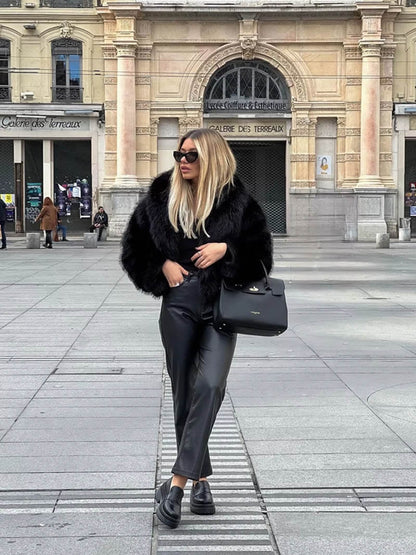 Seame - Jenna Faux Fur Coat White S
