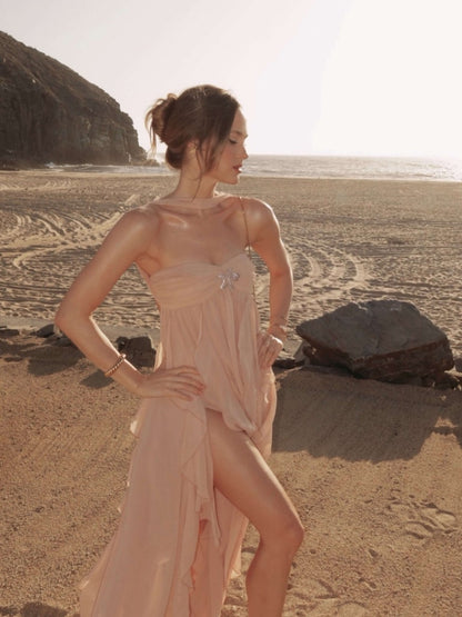 Seame - Karen Ruffle Maxi Dress Pink S