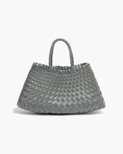 SEAME - Madeleine Vegan Leather Woven Bag Medium Light Gray Regular