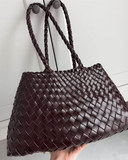 SEAME - Madeleine Vegan Leather Woven Bag Medium White Regular