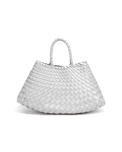 SEAME - Madeleine Vegan Leather Woven Bag Medium White Regular