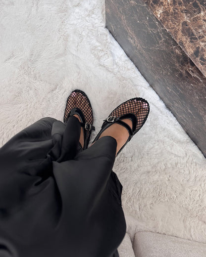 SEAME - Margaux Mesh Ballet Flats Black 36