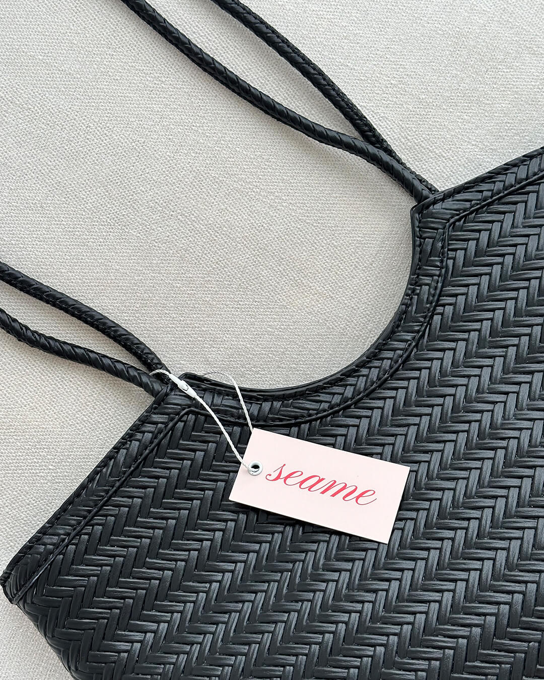 SEAME - Rica Woven Faux Leather Bag Black Regular
