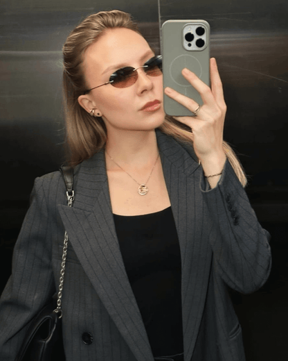 SEAME - Scarlett Oval Retro Sunglasses Black