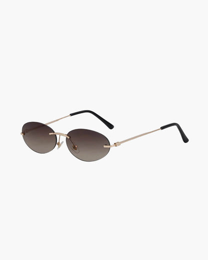 SEAME - Scarlett Oval Retro Sunglasses Brown Gold