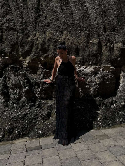 Seame - Valerie two - piece set with frill details black S