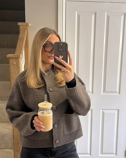 SEAME - Vanessa Thick Knitted Cardigan Pink S